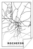 Affiche Zwart Wit - België - Carte - Plan de Ville - Carte - Rochefort - 120x180 cm XXL