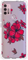 Anti Shock hybrid Case Motorola Moto G30 | G20 | G10 Telefoon Hoesje met doorzichtige rand Blossom Red