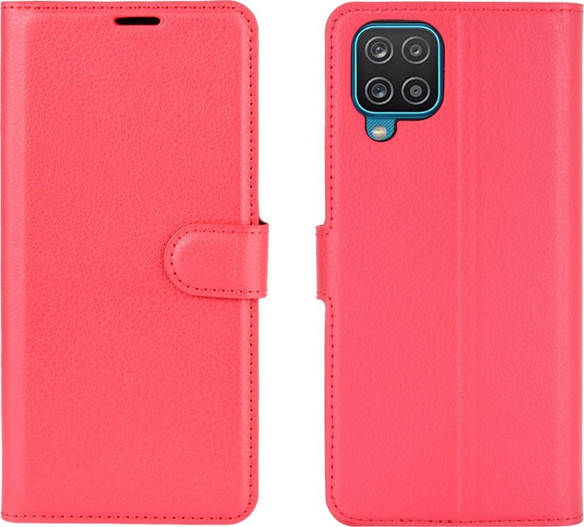 Mobigear Telefoonhoesje geschikt voor Samsung Galaxy A12 Hoesje | Mobigear Classic Bookcase Portemonnee | Pasjeshouder voor 3 Pasjes | Telefoonhoesje voor Pinpas / OV Kaart / Rijbewijs - Rood