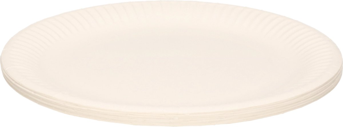 DID Feestbordjes/gebaksbordjes karton - 30x - wit - rond - papieren bordjes — afbeelding 2