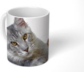 Mok - Een Grijze Maine Coon kat - 350 ML - Beker - Uitdeelcadeautjes