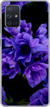 Geschikt voor Samsung Galaxy A51 hoesje - Patroon - Bloemen - Paars - Siliconen Telefoonhoesje