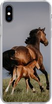 Geschikt voor iPhone Xs hoesje - Dieren - Paarden - Veulen - Siliconen Telefoonhoesje