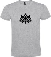 Grijs  T shirt met  print van "Lotusbloem " print Zwart size S
