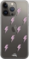 Thunder Pink - iPhone Transparant Case - Transparant hoesje geschikt voor de iPhone 13 Pro Max hoesje - Doorzichtig hoesje geschikt voor iPhone 13 Pro Max case - Shockproof hoesje