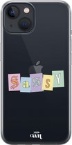 Sassy Letters - iPhone Transparant Case - Transparant hoesje geschikt voor iPhone 13 hoesje - Doorzichtig backcover hoesje met opdruk - Sassy