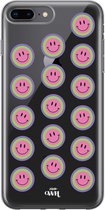 xoxo Wildhearts case voor iPhone 7/8 Plus - Smiley Double Pink - xoxo Wildhearts Transparant Case