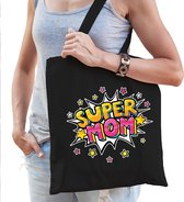 Sac en coton super maman pop art noir pour femme - sacs anniversaire / fête des mères - cadeau / sac / shopper