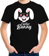 Easter bunny / Paashaas t-shirt / shirt - zwart - kinderen - Foute kleding / outfit Pasen 134/140