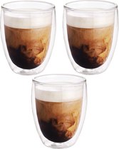 5x stuks Trendoz dubbelwandige koffiekopjes/theeglazen van 300 ml - Barista - Dubbelwandige glazen