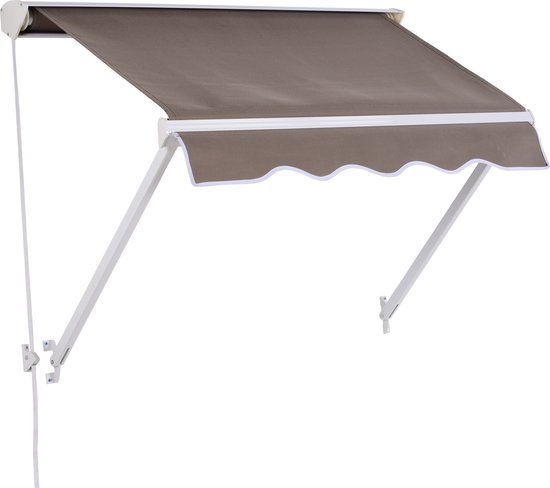 Outsunny standluifel tuinluifel met klaparm zwengel terras bruin 4x3m