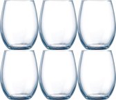 6x Stuks luxe transparante drinkglazen 440 ml van glas - Waterglazen - Dessertglazen
