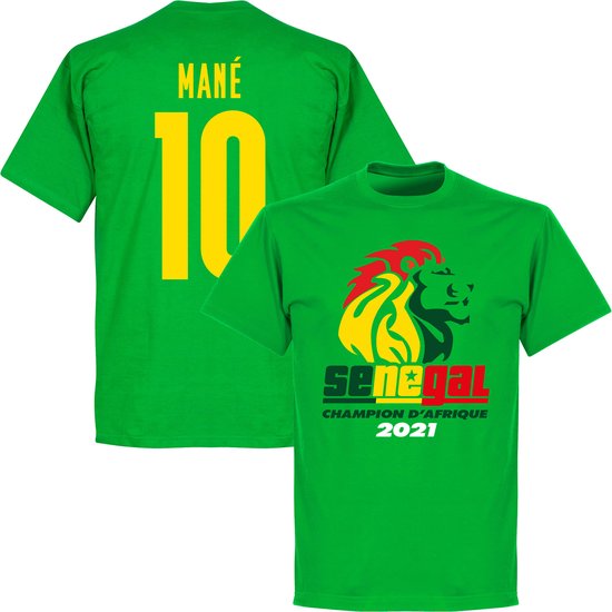 T-Shirt Mané 10 Vainqueurs Coupe d' Afrique Sénégal 2021 - Vert - XXL