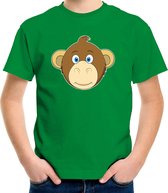 Cartoon aap t-shirt groen voor jongens en meisjes - Kinderkleding / dieren t-shirts kinderen 110/116