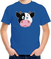 Cartoon koe t-shirt blauw voor jongens en meisjes - Kinderkleding / dieren t-shirts kinderen 110/116
