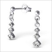 Aramat jewels ® - Kinder oorbellen 3 steentjes 925 sterling zilver 3x16mm kristal
