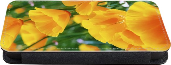 Étui pour téléphone iPhone 13 Bookcase - Fleurs - Jardin - Oranje - Avec poches - Étui portefeuille avec fermeture magnétique