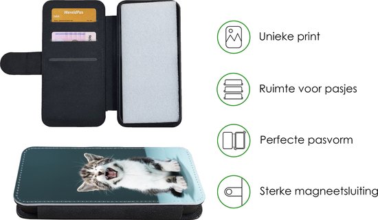 Étui de téléphone Bookcase iPhone 13 Pro Max - Chat - Chaton - Miaou - Avec compartiments - Étui portefeuille avec fermeture magnétique