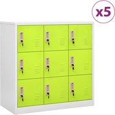 Lockerkasten 5 st 90x45x92,5 cm staal lichtgrijs en groen