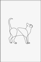 Walljar - Cat Line Art - Dieren poster