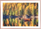 Poster Met Metaal Rose Lijst - Braies Meer Poster