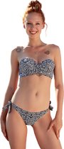 No Gossip Balconette Push Up bikinitopje Zwart Wit Patroon met schouderbanden SNAKE 40