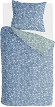 Walra Dekbedovertrek Retro Flowers - 140x220 - 100% BCI Katoen - Blauw / Jade