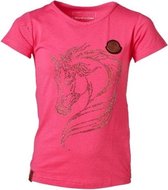 Meisjes shirt roze paarden glitter | Maat 12Y/140/146