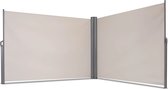 FURNIBELLA dubbele intrekbare zijluifel 180x600cm aluminium en uv-bestendig polyester stof beige