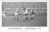 Walljar - Feyenoord - Fortuna 54 '61 - Zwart wit poster met lijst
