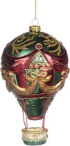 Viv! Home Luxuries Kerstornament - Luchtballon - glas - groen - 16cm