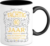 80 Jaar Legendarische Gebrouwen Mok met tekst | Goud - Zilver | Grappig Verjaardag Beker Cadeau | Bedrukte Mokken | Zwart | 330 ML