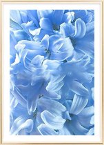 Poster Met Metaal Gouden Lijst - Blauwe Bloemen Poster