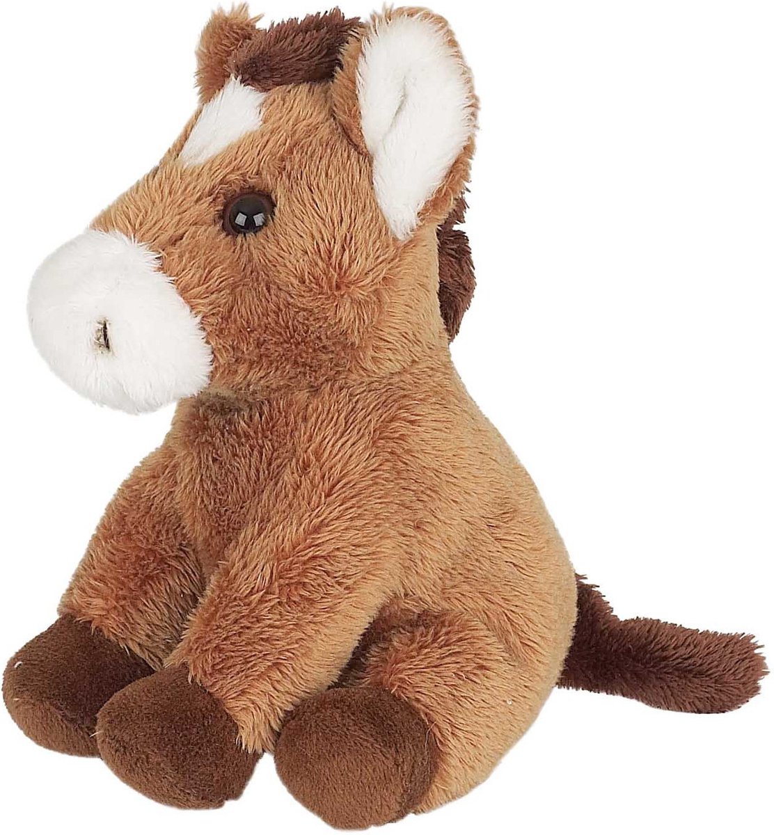 Ravensden pluche knuffel dier Paardje - 15 cm - lichtbruin - Paarden knuffels - boerderij dieren