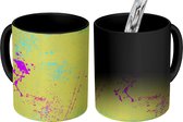 Magische Mok - Foto op Warmte Mokken - Patronen - Verf - Abstract - Geel - Magic Mok - Beker - 350 ML - Uitdeelcadeautjes