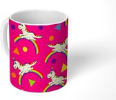 Mok - Koffiemok - Dino - Patronen - Regenboog - Mokken - 350 ML - Beker - Koffiemokken - Theemok