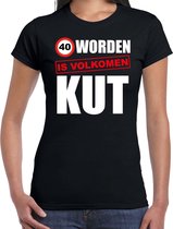 Verjaardag t-shirt 40 jaar - veertig worden is volkomen kut - zwart - dames - veertig jaar cadeau shirt XS