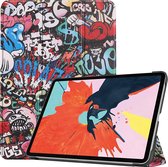 Case2go - Tablet hoes geschikt voor iPad Air 2022 - 10.9 Inch - Tri fold Book Case - Met Auto Sleep/wake functie - Graffiti