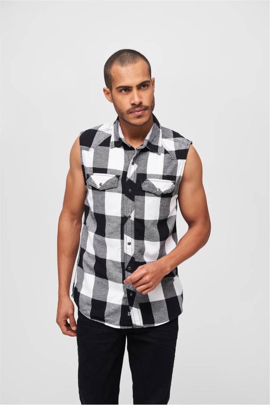 Brandit - Checkshirt sleeveless Overhemd - 6XL - Wit/Zwart