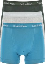 Calvin Klein trunks (3-pack) - heren boxers normale lengte - grijs melange - antraciet en petrol -  Maat: L