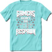 Gamers don't die T-shirt | Rood | Gaming kleding | Grappig game verjaardag cadeau shirt Heren – Dames – Unisex | - Licht Blauw - XL