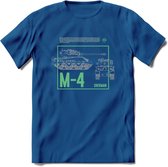 M4 Sherman leger T-Shirt | Unisex Army Tank Kleding | Dames / Heren Tanks ww2 shirt | Blueprint | Grappig bouwpakket Cadeau - Donker Blauw - XXL