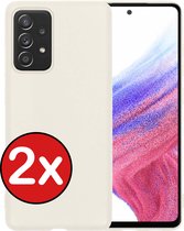 Samsung Galaxy A53 Hoesje Siliconen Case Cover - Samsung A53 Hoesje Cover Hoes Siliconen - Wit - 2 PACK