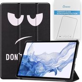 Case2go - Tablet hoes & Screenprotector geschikt voor Samsung Galaxy Tab S8 - 11 Inch - Auto Wake/Sleep functie - Don't touch me
