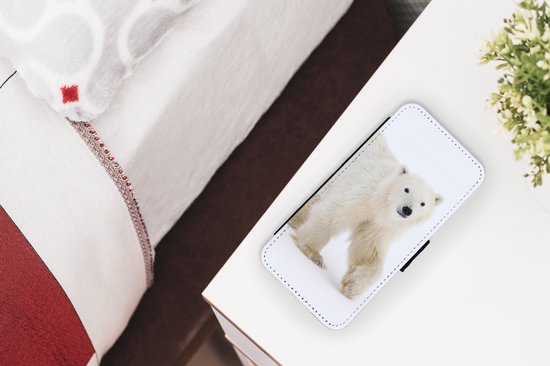 Étui pour iPhone X Bookcase - Ours polaire - Neige - Wit - Avec compartiments - Étui portefeuille avec fermeture magnétique