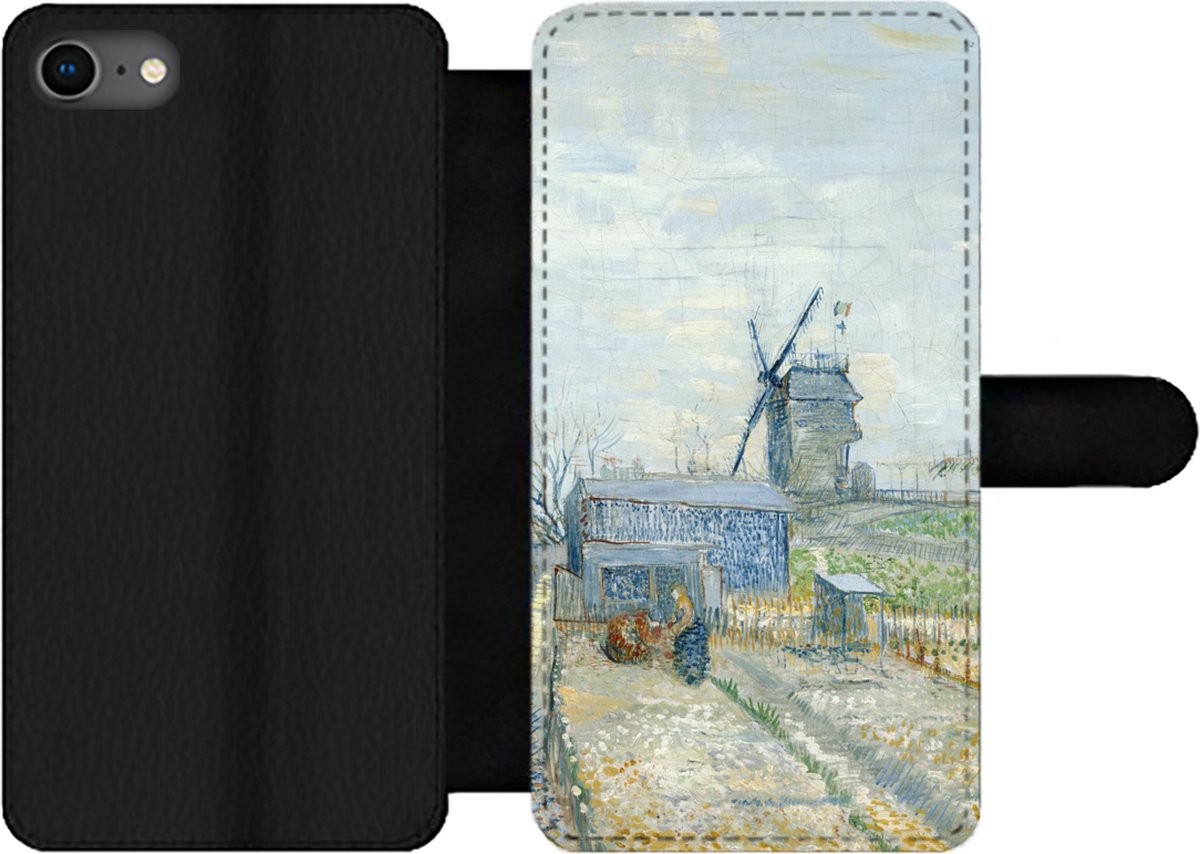 Telefoonhoesje Geschikt voor iPhone 8 telefoonhoesje - Montmartre: molens en moestuinen - Vincent van Gogh - Met vakjes - Wallet case met magneetsluiting