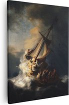 Artaza Canvas Schilderij De Storm op het Meer van Galilea - Rembrandt van Rijn - 80x100 - Groot - Kunst - Wanddecoratie Woonkamer
