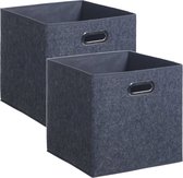 Set van 4x stuks opbergmand/kastmand 29 liter donkergrijs vilt 31 x 31 x 31 cm - Opbergboxen - Vakkenkast manden