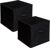 Set van 2x stuks opbergmand/kastmand 29 liter zwart polyester 31 x 31 x 31 cm - Opbergboxen - Vakkenkast manden