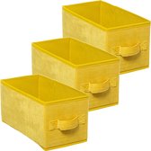 Set de 3x panier de rangement / panier d'armoire 7 litres polyester jaune 31 x 15 x 15 cm - Boîtes de Boîtes de rangement - Paniers compartiments